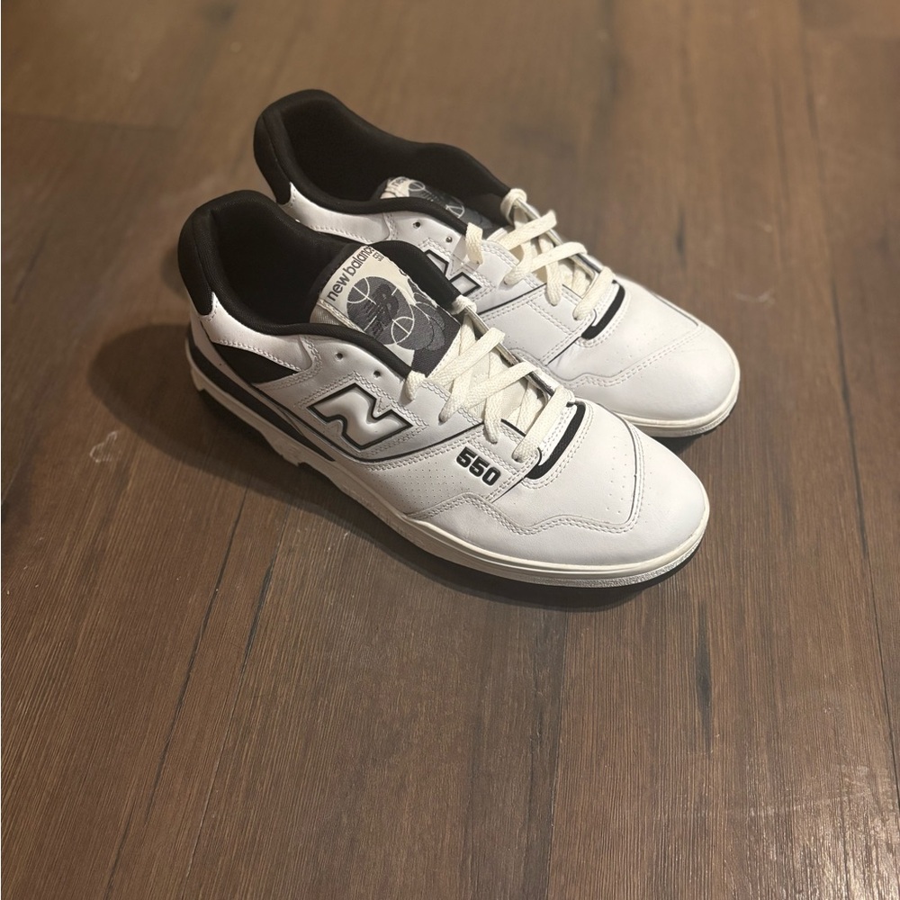 New Balance Black and White Sneakers with Leather Upper